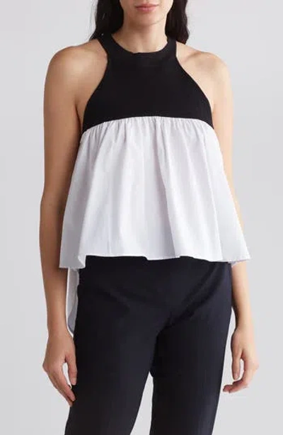 Vici Collection Reverie Colorblock High-low Tank In Black/white