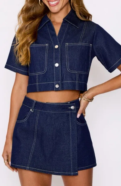 Vici Collection Rowan Denim Crop Top In Blue
