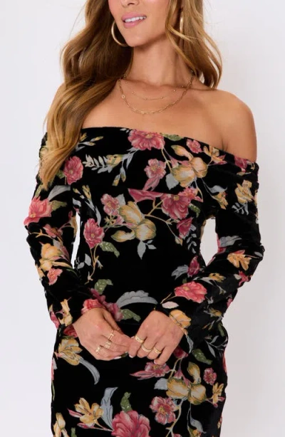 Vici Collection Rowan Floral Off The Shoulder Top In Black