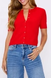 Vici Collection Ruby Short Sleeve Cardigan In Red