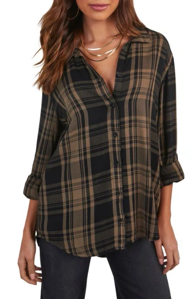 Vici Collection Seattle Plaid Herringbone Oversize Button-up Shirt