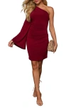Vici Collection See You Now One-shoulder Minidress In Burgundy