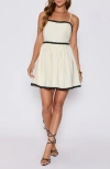 Vici Collection Selena Contrast Trim Fit & Flare Minidress In White