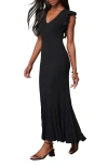 Vici Collection Slide Over Ruffle Sleeve Rib Maxi Dress In Black