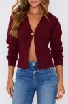 Vici Collection Sonoma Hammered Button Statement Cardigan In Burgundy