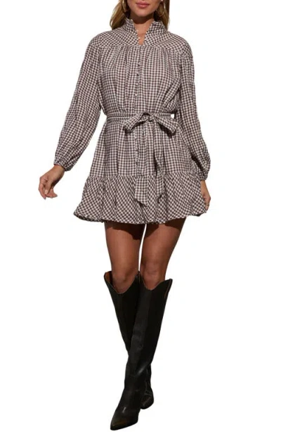 Vici Collection Sweet Autumn Plaid Belted Long Sleeve Mini Shirtdress