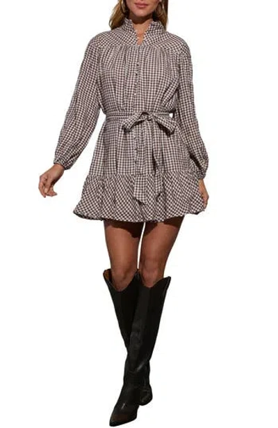 Vici Collection Sweet Autumn Plaid Belted Long Sleeve Mini Shirtdress In Multi