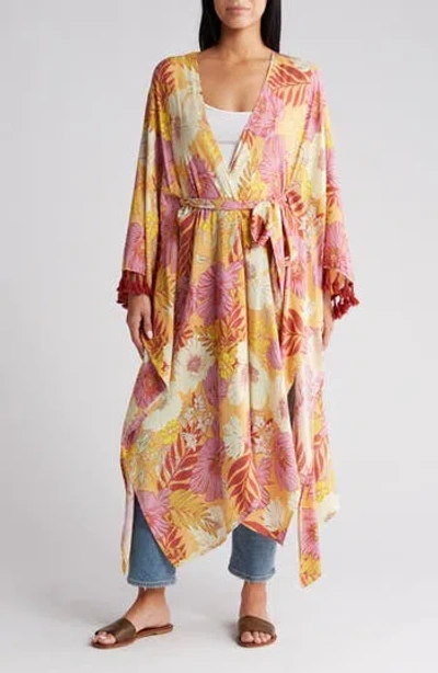 Vici Collection Tamsin Cover-up Wrap In Yellow/plum