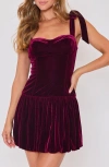 Vici Collection Veronica Velvet Bubble Hem Minidress In Burgundy