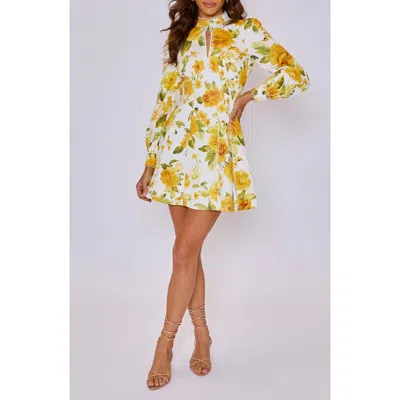 Vici Collection Vivienne Floral Long Sleeve Stretch Cotton Minidress In Multi