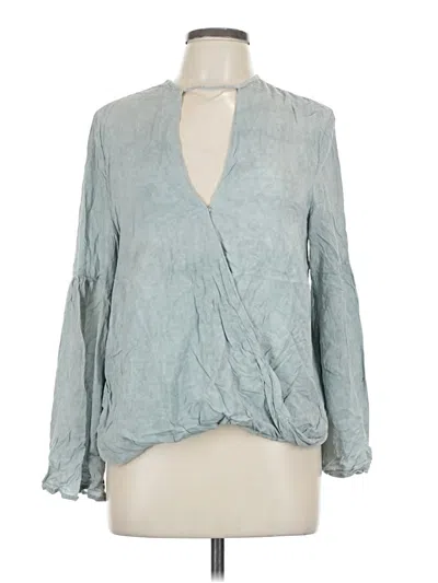 Pre-owned Vici Long Sleeve Blouse In Blue
