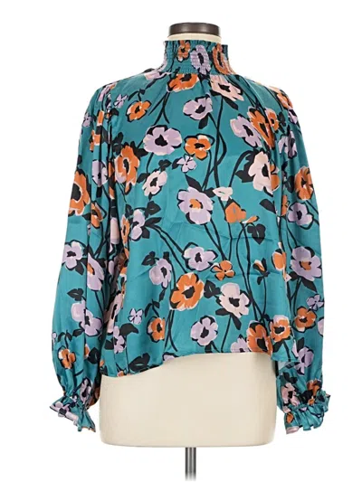 Pre-owned Vici Long Sleeve Blouse In Blue