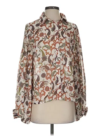 Pre-owned Vici Long Sleeve Blouse In Brown