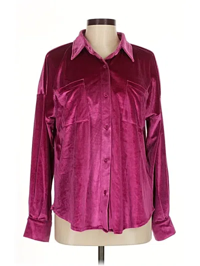 Pre-owned Vici Long Sleeve Blouse In Burgundy