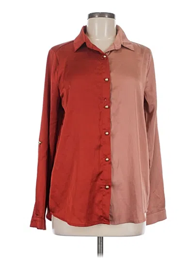 Pre-owned Vici Long Sleeve Blouse In Burgundy