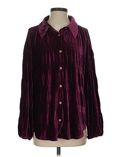 Pre-owned Vici Long Sleeve Blouse In Burgundy