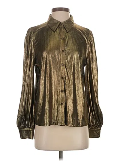 Pre-owned Vici Long Sleeve Blouse In Gold