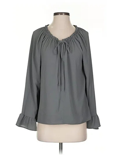 Pre-owned Vici Long Sleeve Blouse In Gray