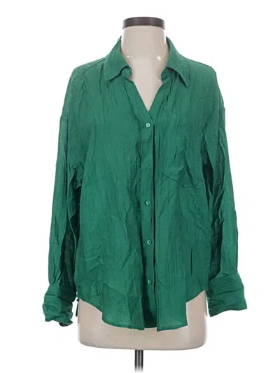 Pre-owned Vici Long Sleeve Blouse In Green