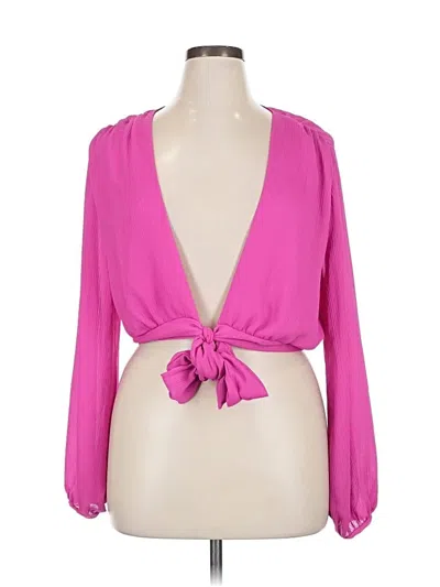 Pre-owned Vici Long Sleeve Blouse In Pink