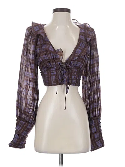 Pre-owned Vici Long Sleeve Blouse In Purple