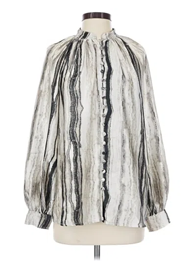 Pre-owned Vici Long Sleeve Blouse In Silver