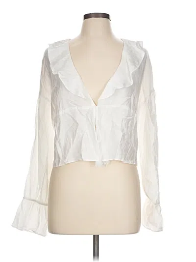 Pre-owned Vici Long Sleeve Blouse In White