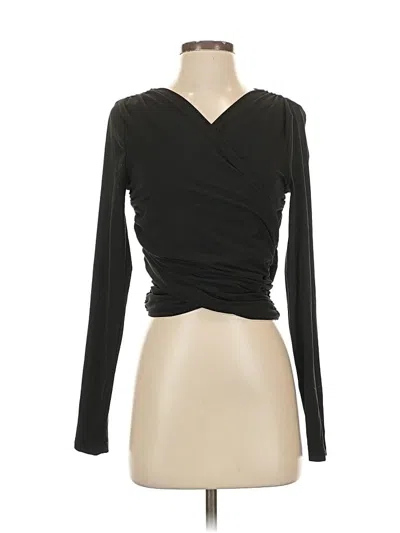 Pre-owned Vici Long Sleeve Top Black Plunge Neckline Tops