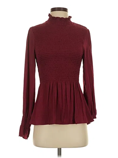 Pre-owned Vici Long Sleeve Top Burgundy Turtleneck Tops