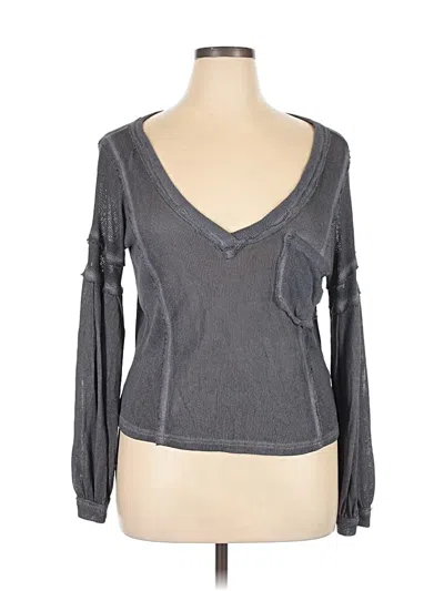 Pre-owned Vici Long Sleeve Top Gray Sweetheart Neckline Tops