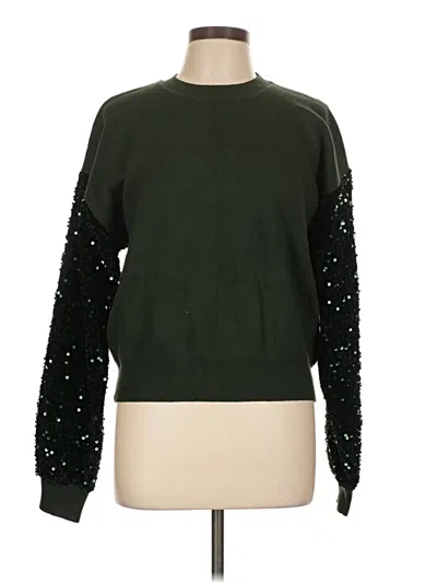 Pre-owned Vici Long Sleeve Top Green Crew Neck Tops