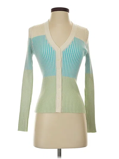 Pre-owned Vici Long Sleeve Top Green Plunge Neckline Tops