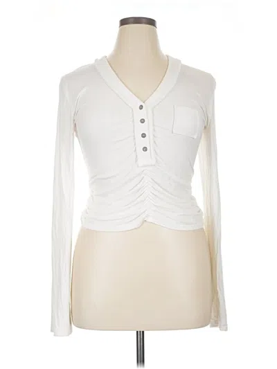 Pre-owned Vici Long Sleeve Top Ivory Plunge Neckline Tops