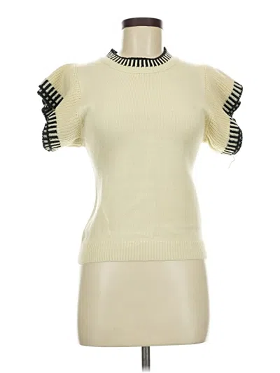 Pre-owned Vici Long Sleeve Top Ivory Ruffles Neckline Tops In White