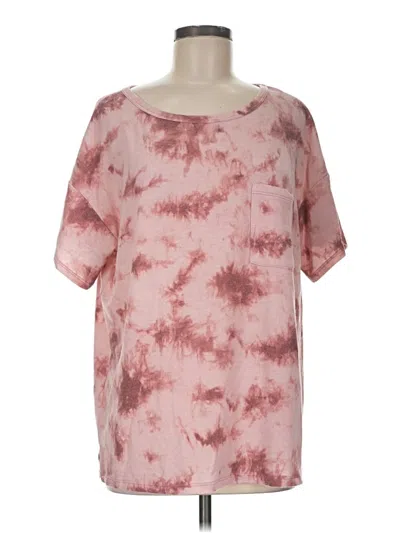 Pre-owned Vici Short Sleeve Top Pink Tie-dye Pattern Scoop Neck Tops