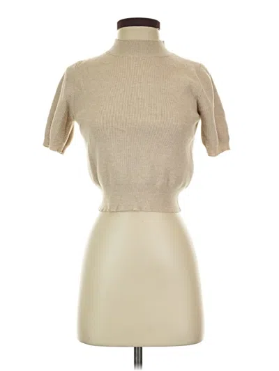 Pre-owned Vici Short Sleeve Top Tan Turtleneck Tops