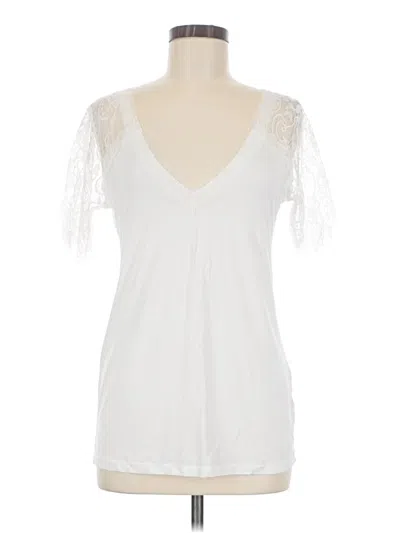 Pre-owned Vici Short Sleeve Top White Plunge Neckline Tops