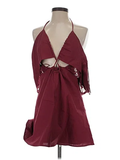 Pre-owned Vici Sleeveless Top Burgundy Halter Neckline Tops