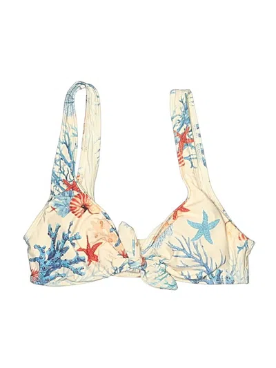 Pre-owned Vici Swimsuit Top Ivory Print Pattern Swimwear
