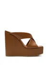Vicini Crossover-strap Platform Mules In Brown