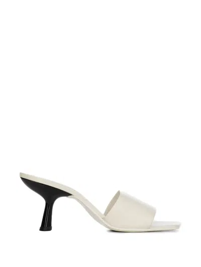 Vicini Leather Heeled Sandals In White
