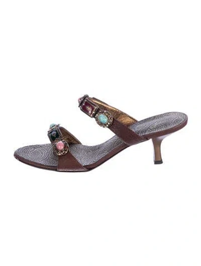 Pre-owned Vicini Leather Patterned Sandals In Multi