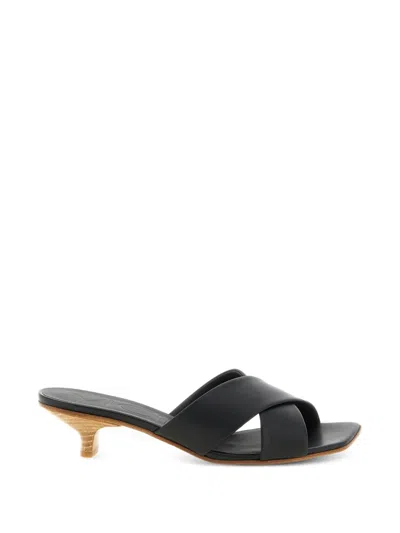 Vicini Leather Mules Sandals Black