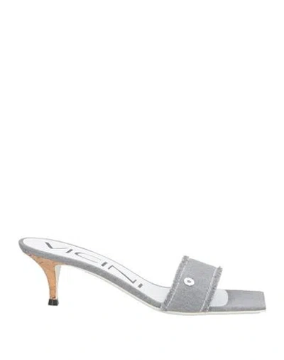 Vicini Woman Sandals Grey Size 8 Textile Fibers In Gray