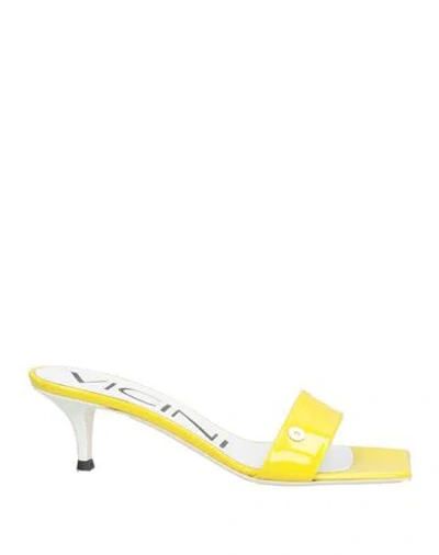 Vicini Woman Sandals Yellow Size 8 Leather