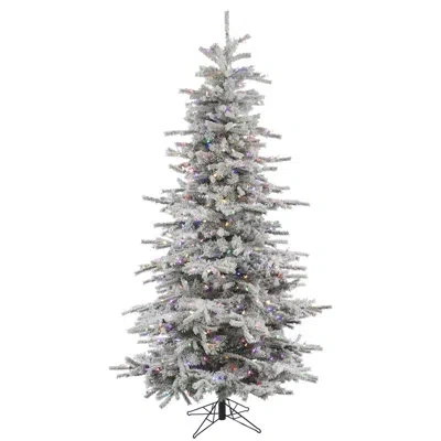 Vickerman 10'' Flocked Sierra Fir Slim Artificial Christmas Tree, 1100 Multi-colored Led Dura-lit Lights