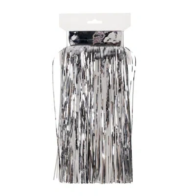 Vickerman 10' X 12" Tinsel Icicle Curtain 4/pack In Silver