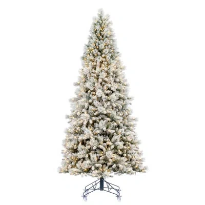 Vickerman 10' X 56" Flocked Jackson Pine Artificial Pre-lit Tree, Dura-lit® Warm White Mini Lights.