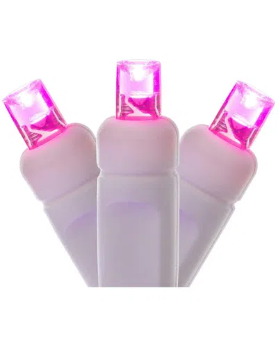 Vickerman 100 Pink Wide Angle Led Single Mold Light On White Wire