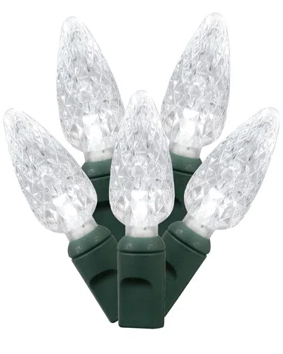 Vickerman 100 Pure White C6 Led Single Mold Light On Green Wire